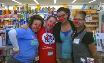 Red nose day at Walgreens.